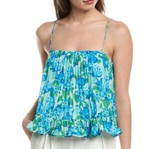 NWT AMUR kersten pleated top in garden blues